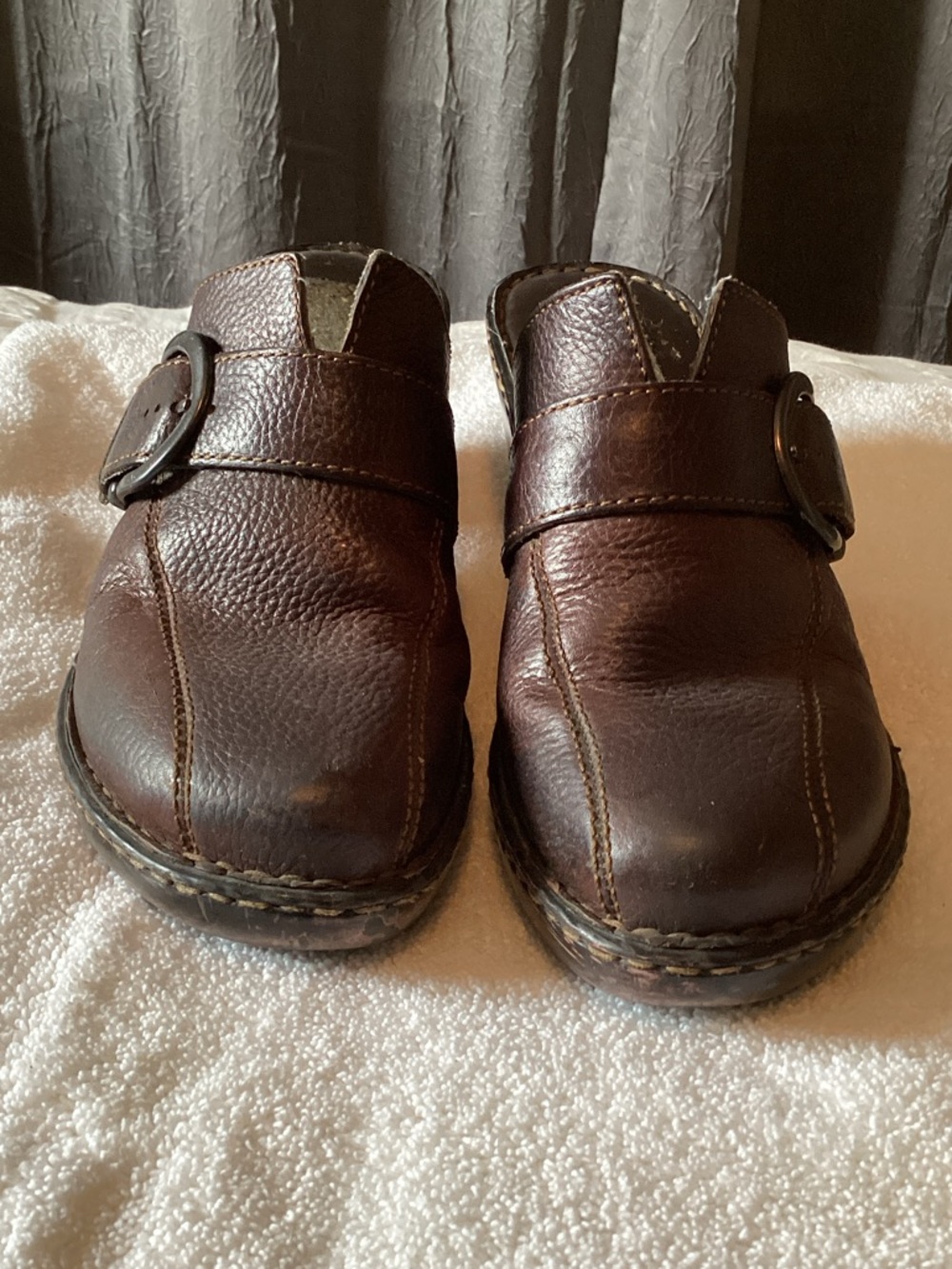 b.o.c. Dark Brown Leather Slip-On Clog Mules